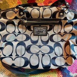 Vintage Coach Black and Gray Signature Daisy Tote Bag